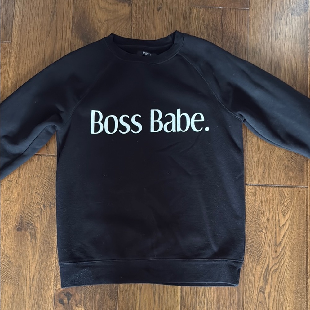 Brunette the Label Black Crewneck Sweater with Design
